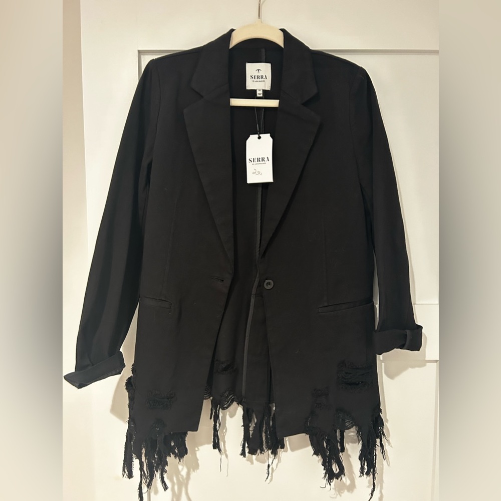 NWT black, distressed blazer